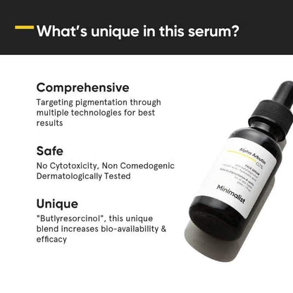 Minimalist 2% Alpha Arbutin Face Serum With Butylresorcinol & Ferulic Acid For Hyperpigmentation (30ml)