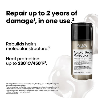 L'Oréal Professionnel Absolut Repair Molecular Deep Repairing Leave-In Cream For Very Damaged Hair (100ml)