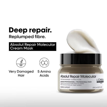 L'Oréal Professionnel Absolut Repair Molecular Deep Repairing Cream Mask For Very Damaged Hair (250ml)