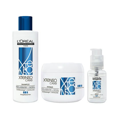 L'Oreal Professionnel Xtenso Shampoo & Masque & Serum Combo For Frizz-Free, Smooth Hair