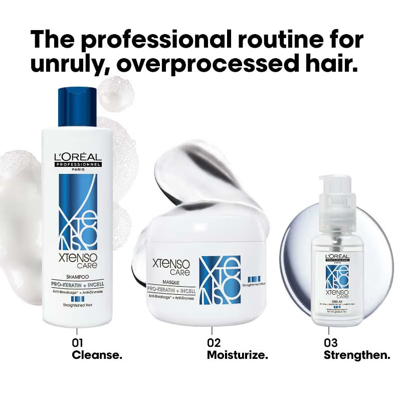 L'Oreal Professionnel Xtenso Shampoo & Masque & Serum Combo For Frizz-Free, Smooth Hair