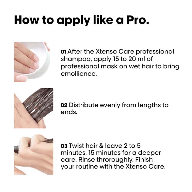 L'Oreal Professionnel Xtenso Shampoo & Masque & Serum Combo For Frizz-Free, Smooth Hair