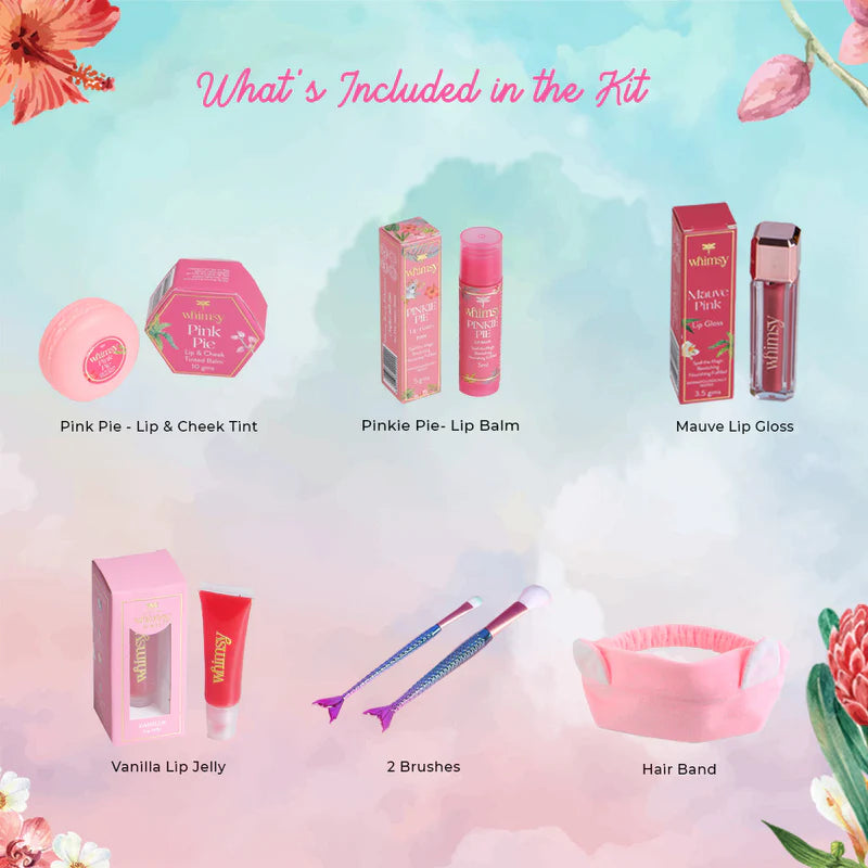 Whimsy Safe & Organic Liplicious Beauty Makeup Kit For Preteen And Teen Girls - Pack Of 7