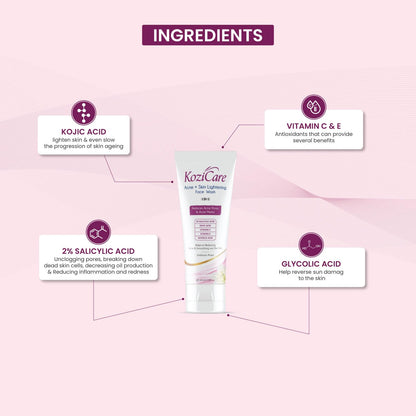 Kozicare Acne + Skin Lightening Face Wash (100gm)