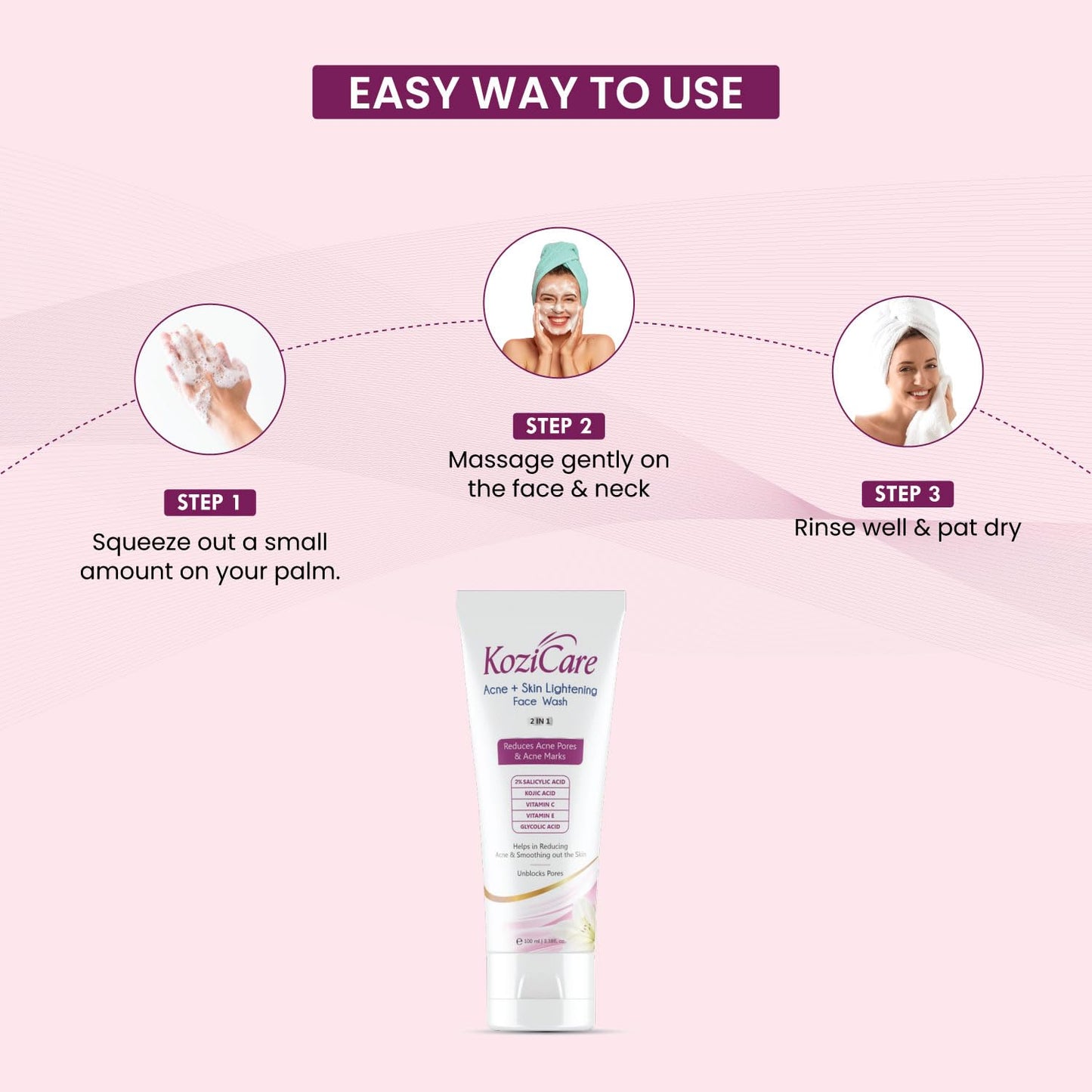 Kozicare Acne + Skin Lightening Face Wash (100gm)