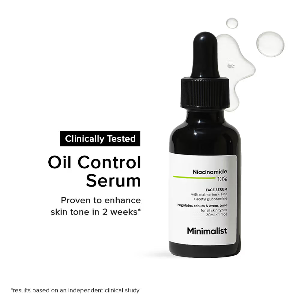 Minimalist 10% Niacinamide Face Serum With Matmarine + Zinc For Reducing Oil & Blemishes (30ml)