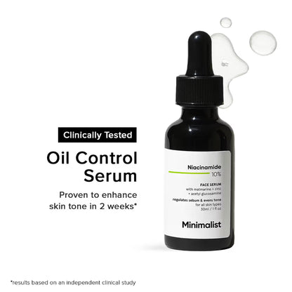 Minimalist 10% Niacinamide Face Serum With Matmarine + Zinc For Reducing Oil & Blemishes (30ml)