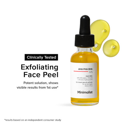 Minimalist 25% AHA + 5% PHA + 2% BHA Exfoliating Peel Solution For Instant Glow & Soft Skin (30ml)
