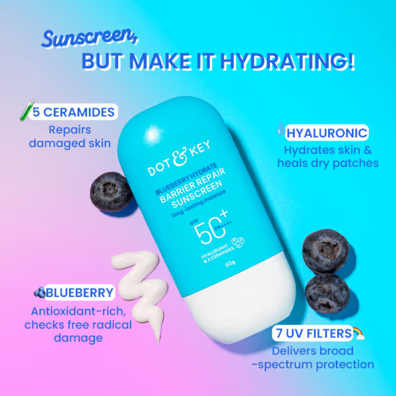 Dot & Key Blueberry Hydrate Barrier Repair Sunscreen SPF 50+ PA++++ In-Vivo Tested (50 g)