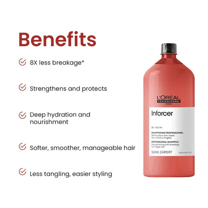 L'OREAL PROFESSIONNEL Inforcer Shampoo for Reduced Hair Breakage With Biotin & Vitamin B6(1500 ml)