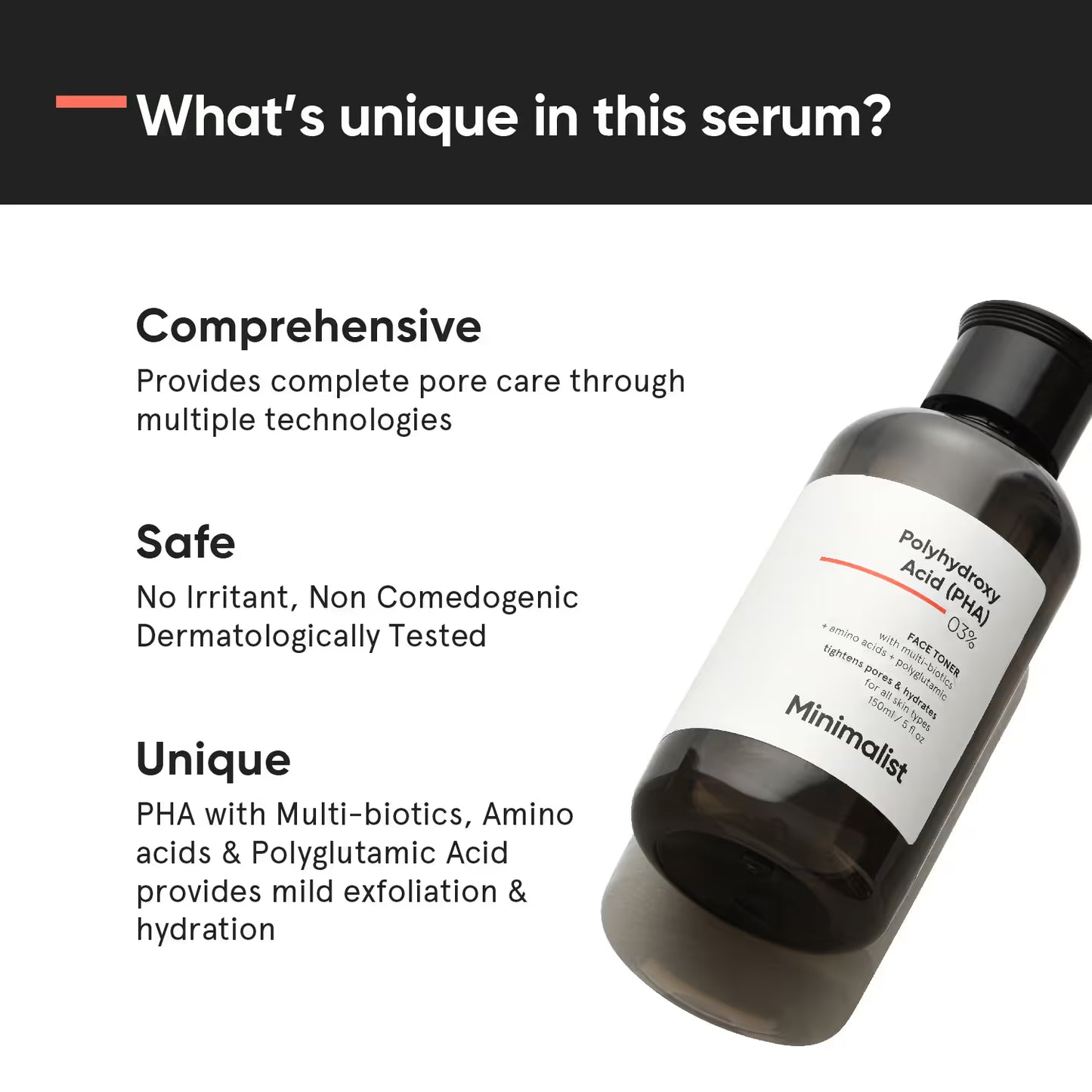 Minimalist 3% PHA Face Toner With Multi Biotics For Minimizing Pore Size & Hydrating Skin (150ml)