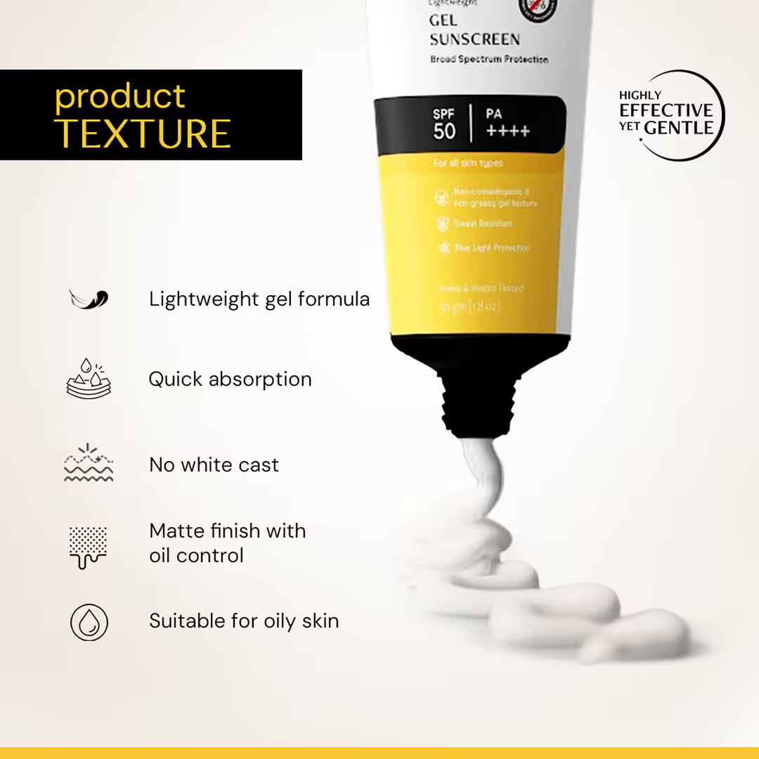 Deconstruct Gel Sunscreen SPF 50+ PA+++, No White Cast, Lightweight, Non-Greasy - In - Vivo Tested (50g)