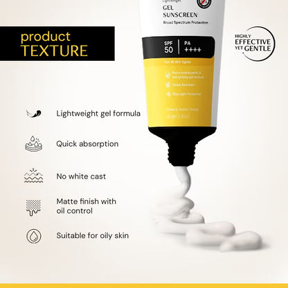 Deconstruct Gel Sunscreen SPF 50+ PA+++, No White Cast, Lightweight, Non-Greasy - In - Vivo Tested (50g)