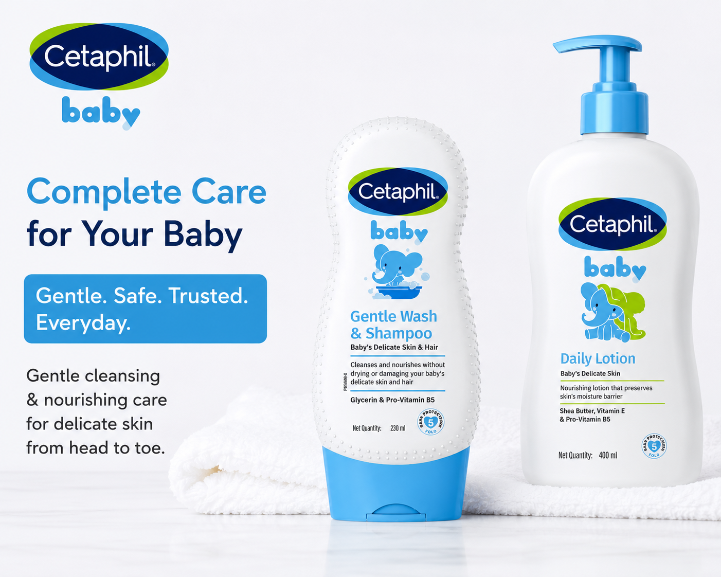 Cetaphil Baby Gentle Wash & Shampoo (230ml) + Baby Daily Lotion (400ml)