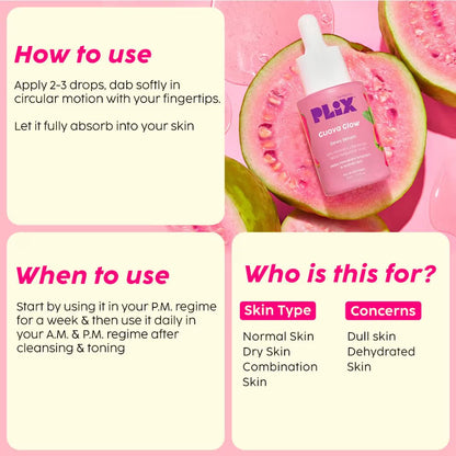 PLIX 10% Vitamin C Guava Face Serum for Skin Brightening & Even tone with Hyaluronic acid & Pentavitin
