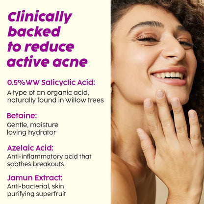 Plix 0.5% Salicylic Acid Jamun Face Wash Cleanser For Active Acne & Oil Control, Acne Breakouts (100ml)