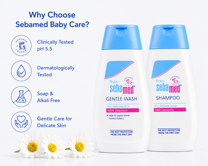 Sebamed Baby Shampoo (150 ml) + Baby Gentle Wash (200 ml) combo