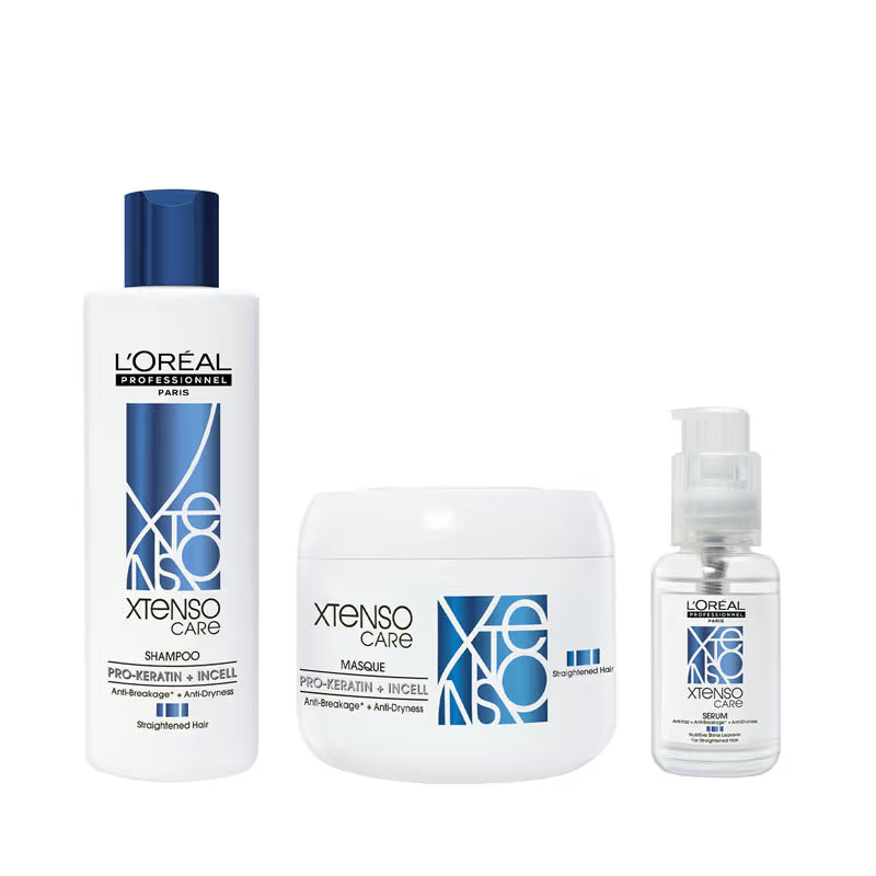 L'Oreal Professionnel Xtenso Shampoo & Masque & Serum Combo For Frizz-Free, Smooth Hair