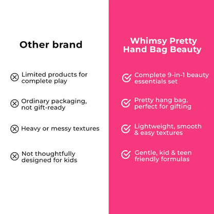 Whimsy Pretty Hang Bag Beauty Kit For Kids & Teens - Pack of 9