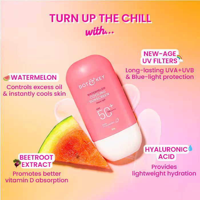 Dot & Key Watermelon Cooling Sunscreen, SPF 50+ PA++++ In-Vivo Tested (50 g)
