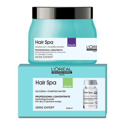 Loreal Professionnel Hair Spa Smooth Creambath (490g) & Anti- Dandruff Purifying Concentrate 8ML Combo