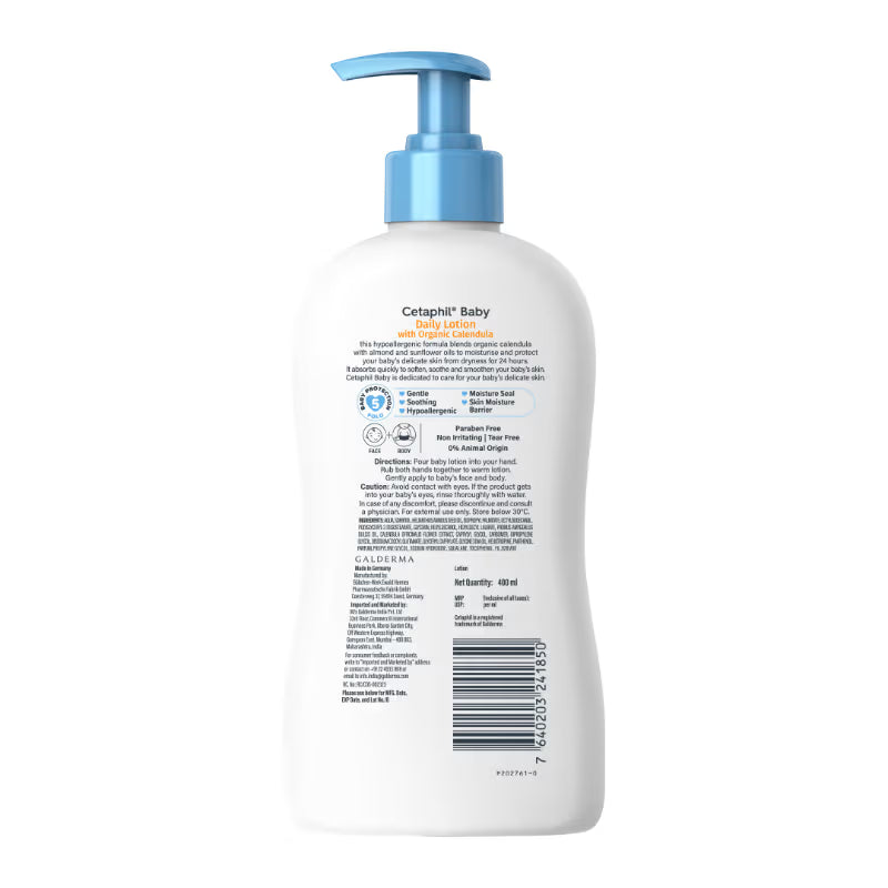 Cetaphil Baby Daily Lotion With Organic Calendula for Face & Body (400ml)