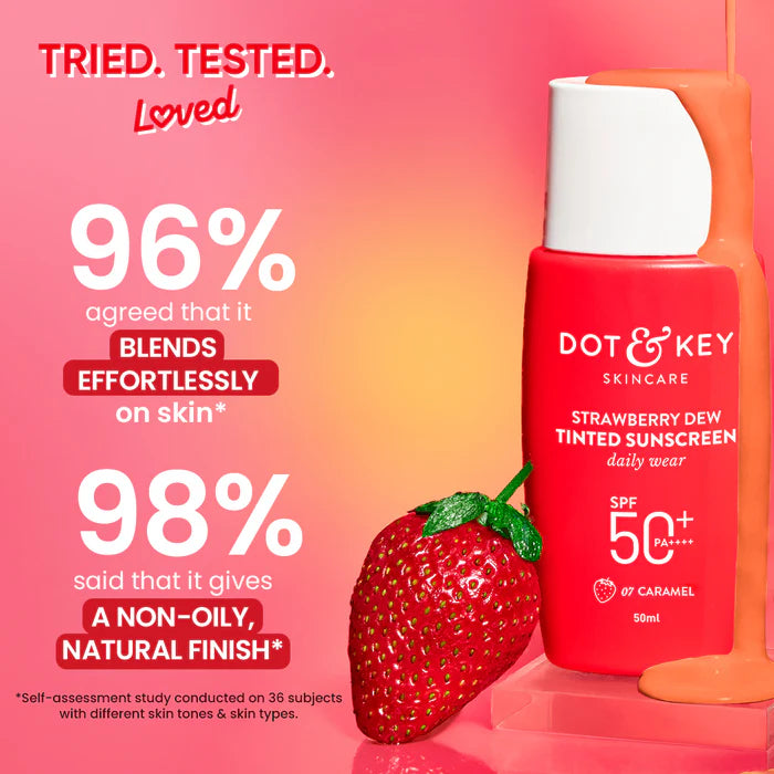 Dot & Key Strawberry Dew Tinted Sunscreen SPF 50+ PA++++  Brightens & Protects Skin (50ml)