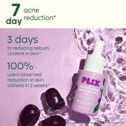 PLIX 2% Salicylic Acid Jamun Active Acne Control Dewy Serum for Active Acne & Dark Spot Reduction (30ml)