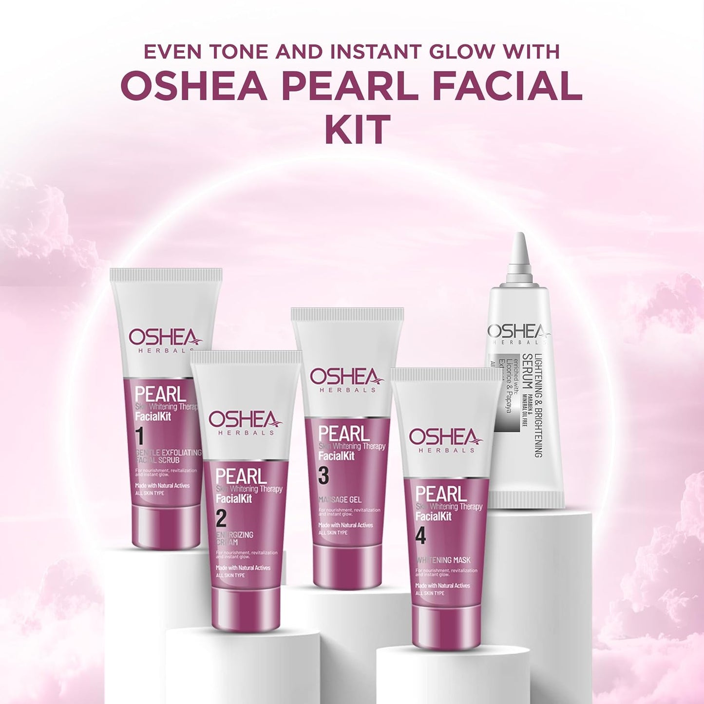 Oshea Herbals Pearl Skin Whitening Therapy Facial Kit for All Skin Types (64g)