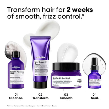 L'Oréal Professionnel Keratin Alpha Sleek Hair Mask, 84% Less Frizz, 5X Instant Smoothness (250ml)