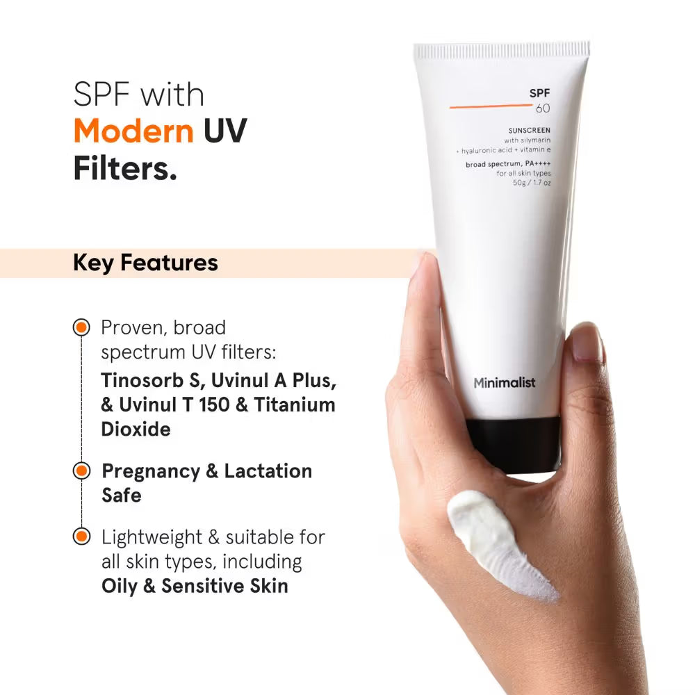 Minimalist SPF 60 PA ++++ Sunscreen - Pregnancy & Lactation Safe For Sensitive Skin (50gm)