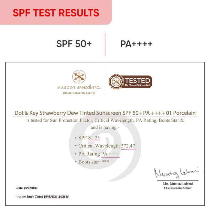 Dot & Key Strawberry Dew Tinted Sunscreen SPF 50+ PA++++  Brightens & Protects Skin (50ml)
