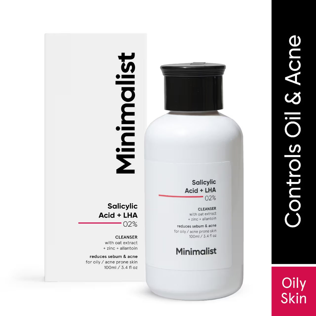 Minimalist 2% Salicylic Acid + LHA Face Cleanser With Zinc For Reducing Sebum & Acne (100 ml)