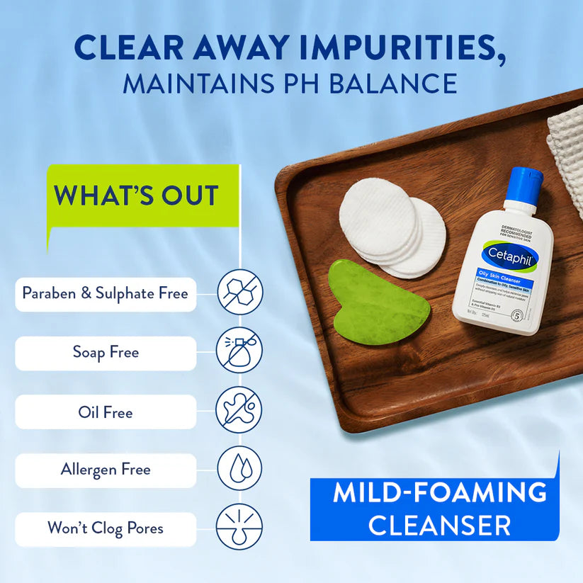 Cetaphil Oily Skin Cleanser for Combination To Oily, Sensitive Skin Dermatologist Recommended