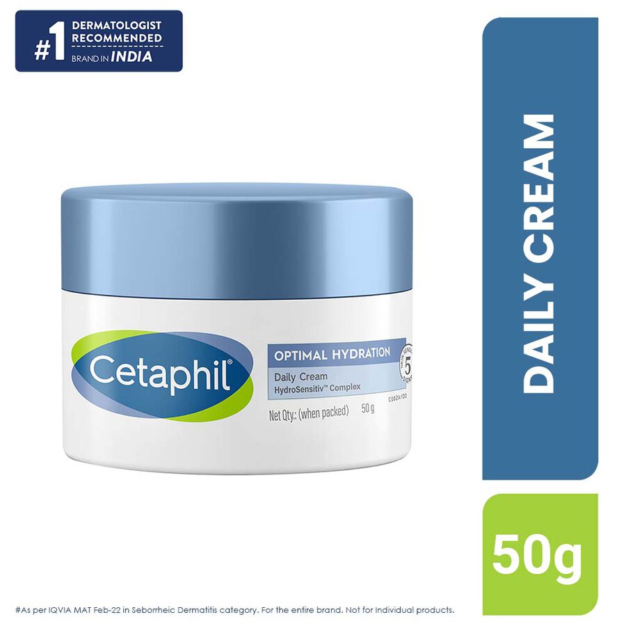 Cetaphil Optimal Hydration Daily Cream, Lightweight, Skin Barrier Protection with Hyaluronic Acid (50 g)
