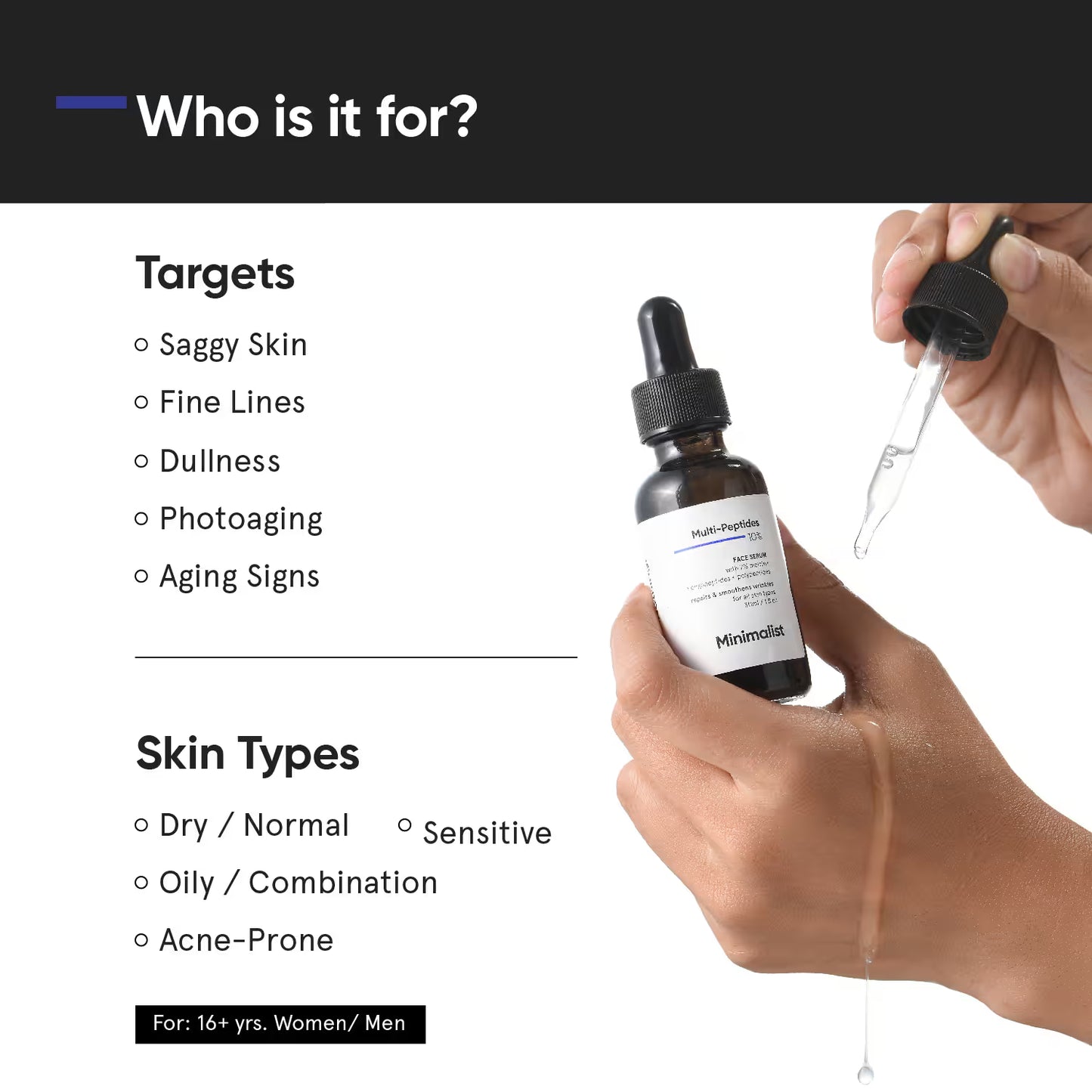 Minimalist 10% Multi Peptide Face Serum For Anti Aging & Collagen Boost (30ml)