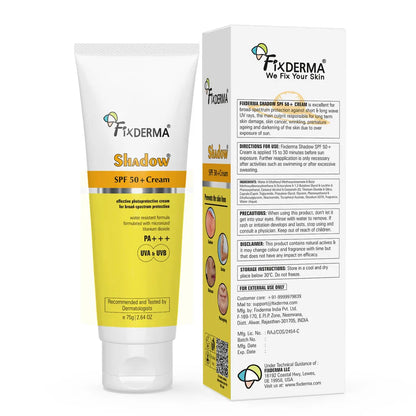 Fix Derma Shadow Sunscreen SPF 50+ Cream for Broad-Spectrum Protection for Dry Skin (75g)
