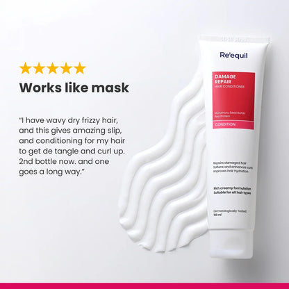 Reequil Damage Repair Conditioner With Murumuru, Seed Butter Pea Protein & Silicone Free(150ml)