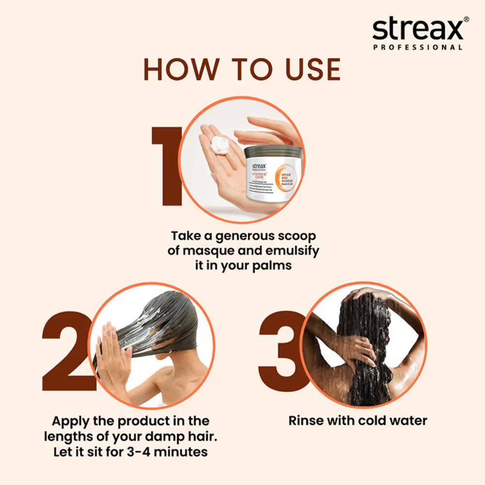Streax Professional Vitariche Care Repair Max Hair Masque Biovit-A-OX For Healthy Hair (200g)