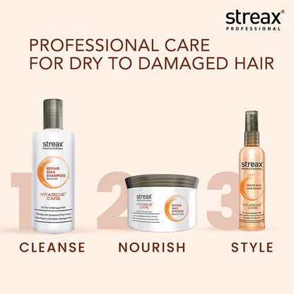 Streax Professional Vitariche Care Repair Max Shampoo For Dry, Damaged Hair (300ml)