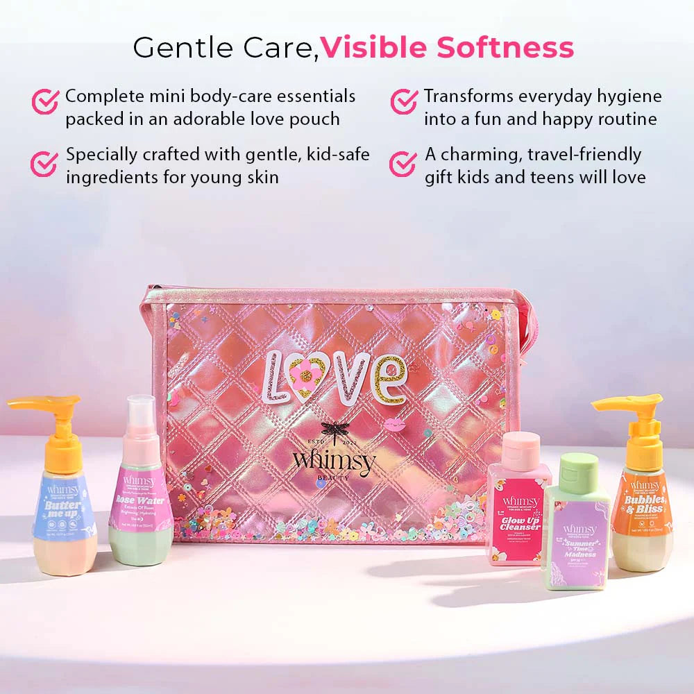 Whimsy Mini Body Care Love Pouch Kit For Kids & Teens - Pack of 5