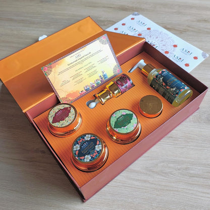 Asli Ayurveda Kumkumadi Radiant 6-in-1 Facial Kit, Ayurvedic Skin Care Set for Radiance & Glowing Skin, With Kumkumadi Tail & Saffron.
