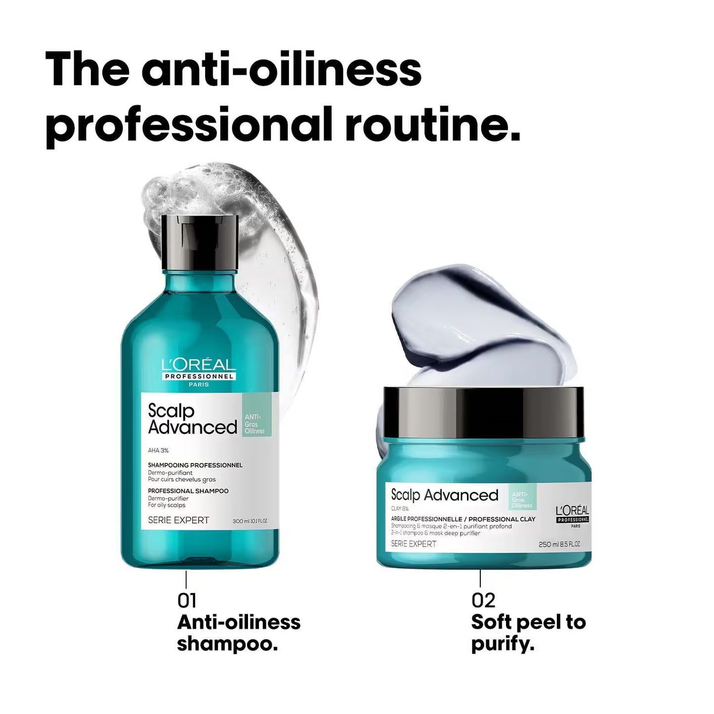 L'OREAL PROFESSIONNEL Scalp Advanced Anti-Oiliness Dermo-Purifier Shampoo (300 ml) for Oily Scalps