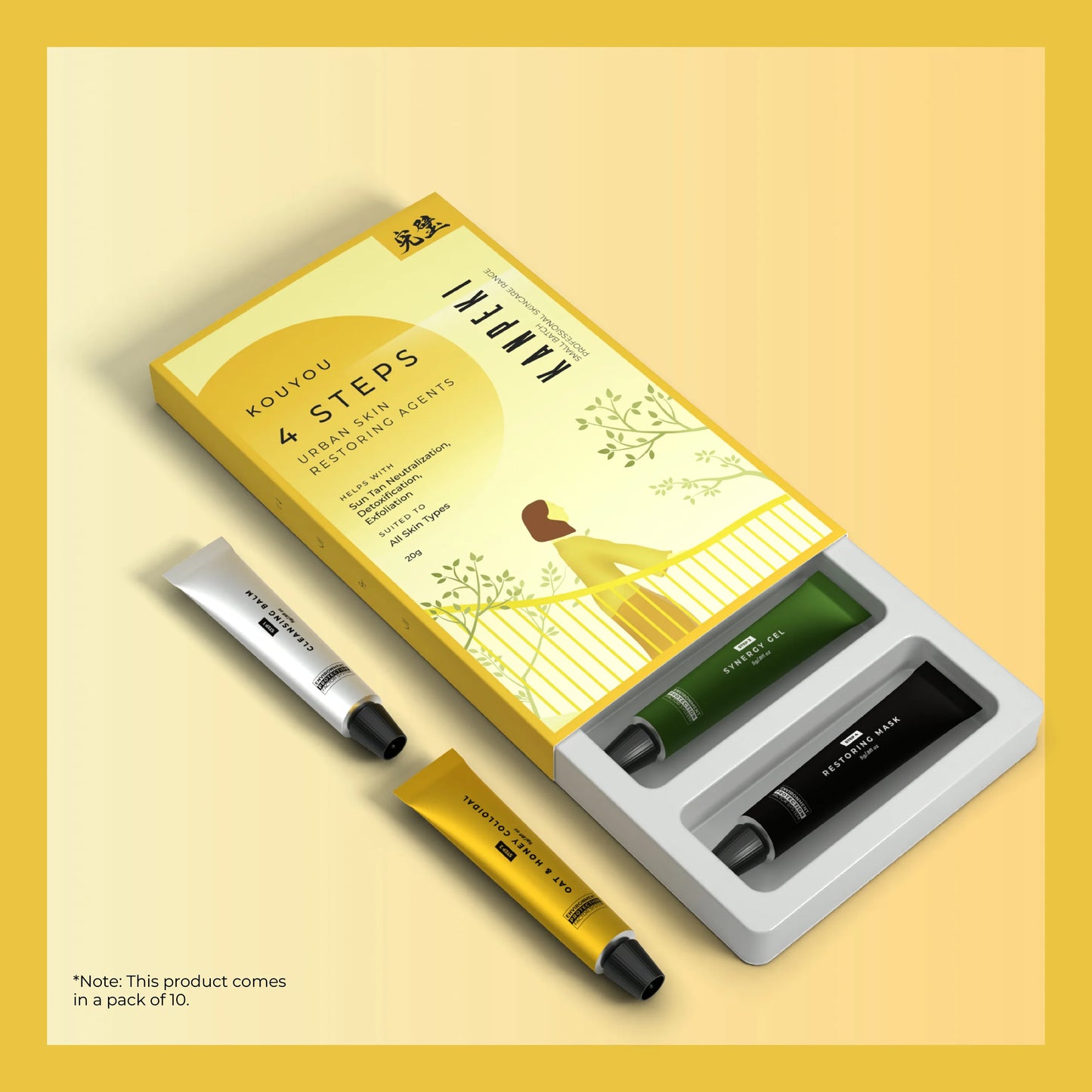 Kanpeki Kouyou 4-Step Urban Detan & Glow Restoring Facial Kit | Pack of 10