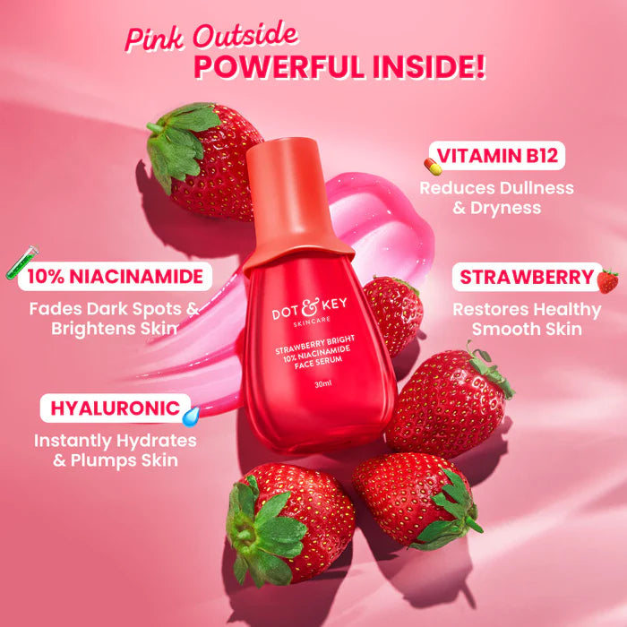 Dot & Key Strawberry Bright 10% Niacinamide Face Serum, Brightens & Smoothes Skin, All Skin Types