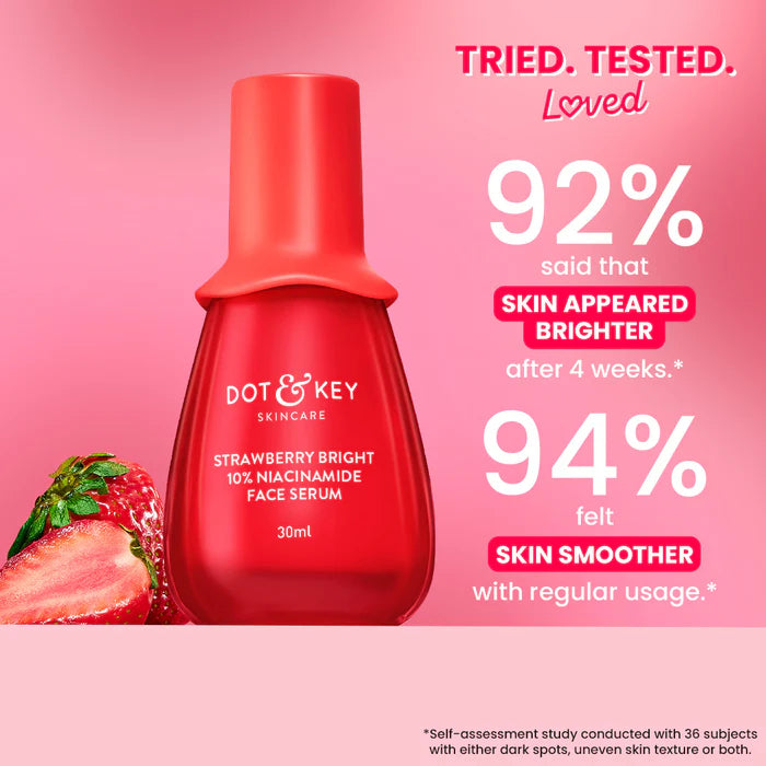 Dot & Key Strawberry Bright 10% Niacinamide Face Serum, Brightens & Smoothes Skin, All Skin Types