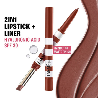 Lakme 9to5 HYA Beach Edit Lipstick + Liner Duo (2.24g)