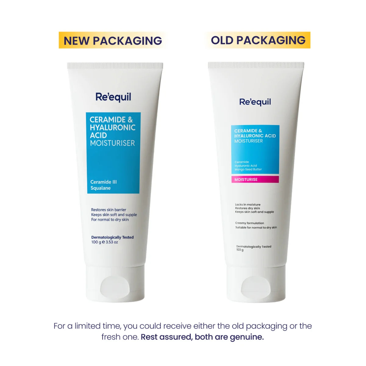 Re'equil Ceramide & Hyaluronic Acid Moisturiser For Normal To Dry Skin (100gm)