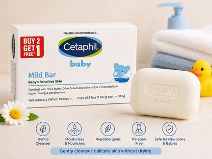 Cetaphil Baby Mild Cleansing Bar for Newborns & Babies (300gm)