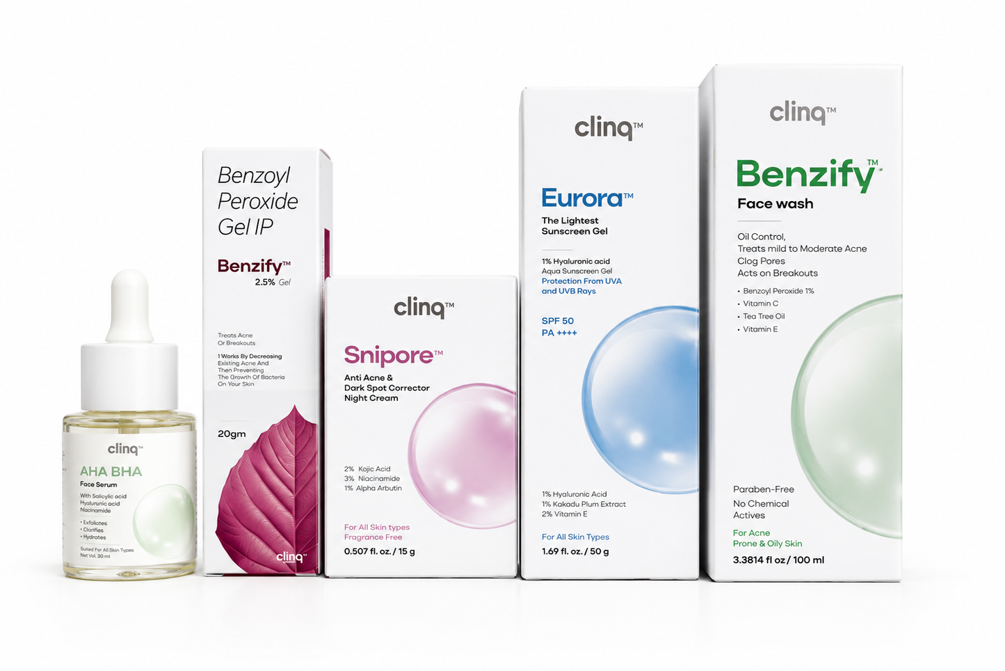 The Clinq 5 Step Advanced Skin Care Kit for Acne, Dark Spots & Oily Skin | Complete Day & Night Face Care Routine